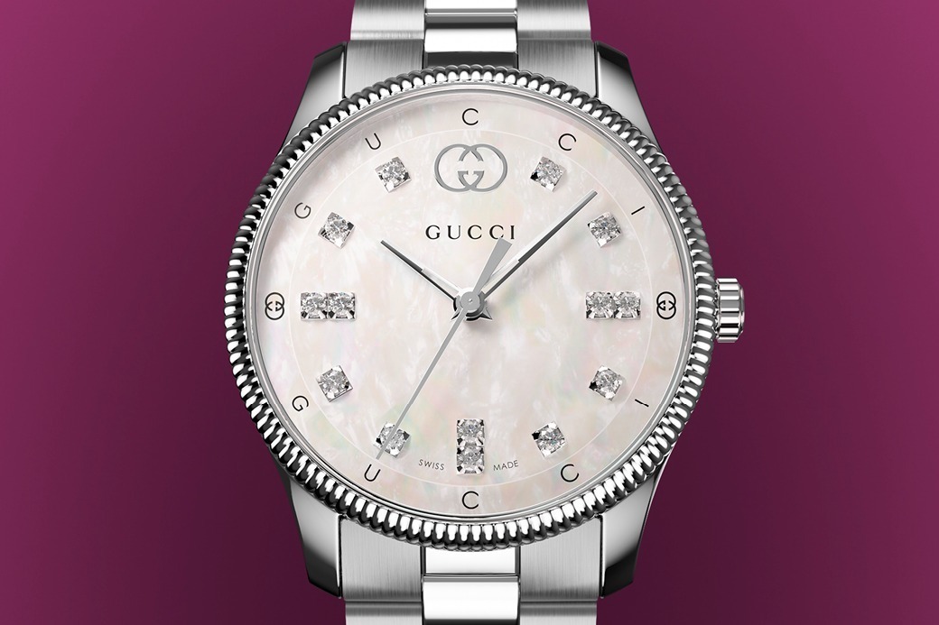グッチ「G-タイムレス」新作ウォッチ、ダイヤモンド煌めくピンク