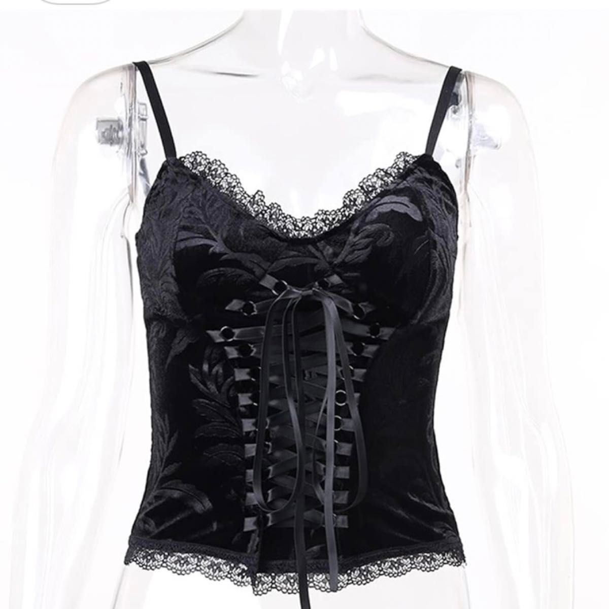 ベロア キャミソール y2k フェアリーグランジ 90s 00s キャミ ギャル