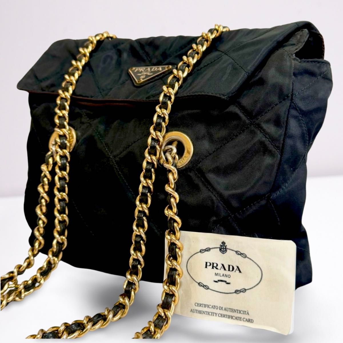 PRADA プラダ キルティング チェーンショルダーバッグ肩掛け ポコノ