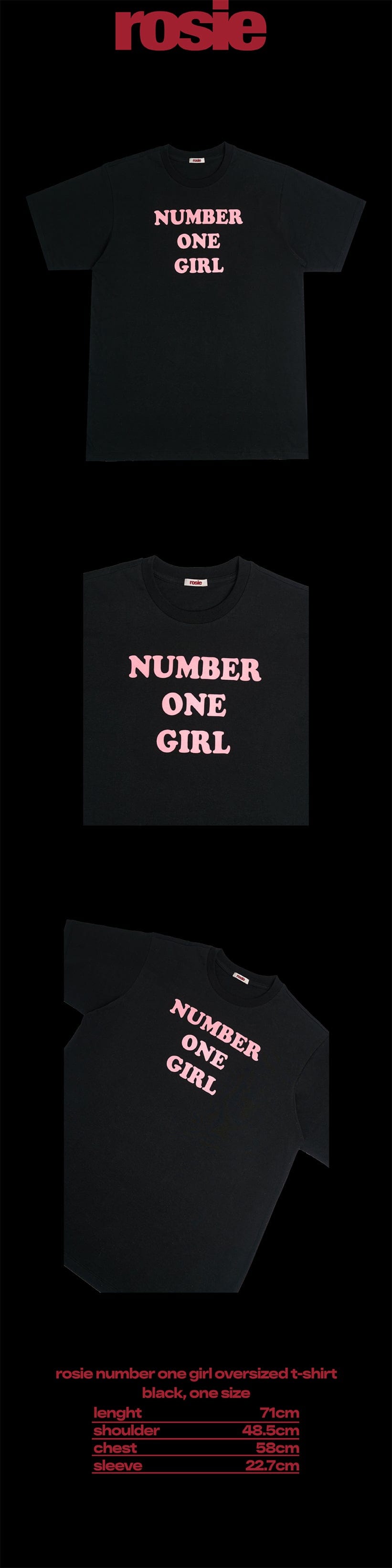 ROSÉ [ROSIE] NUMBER ONE GIRL BLACK T-SHIRT