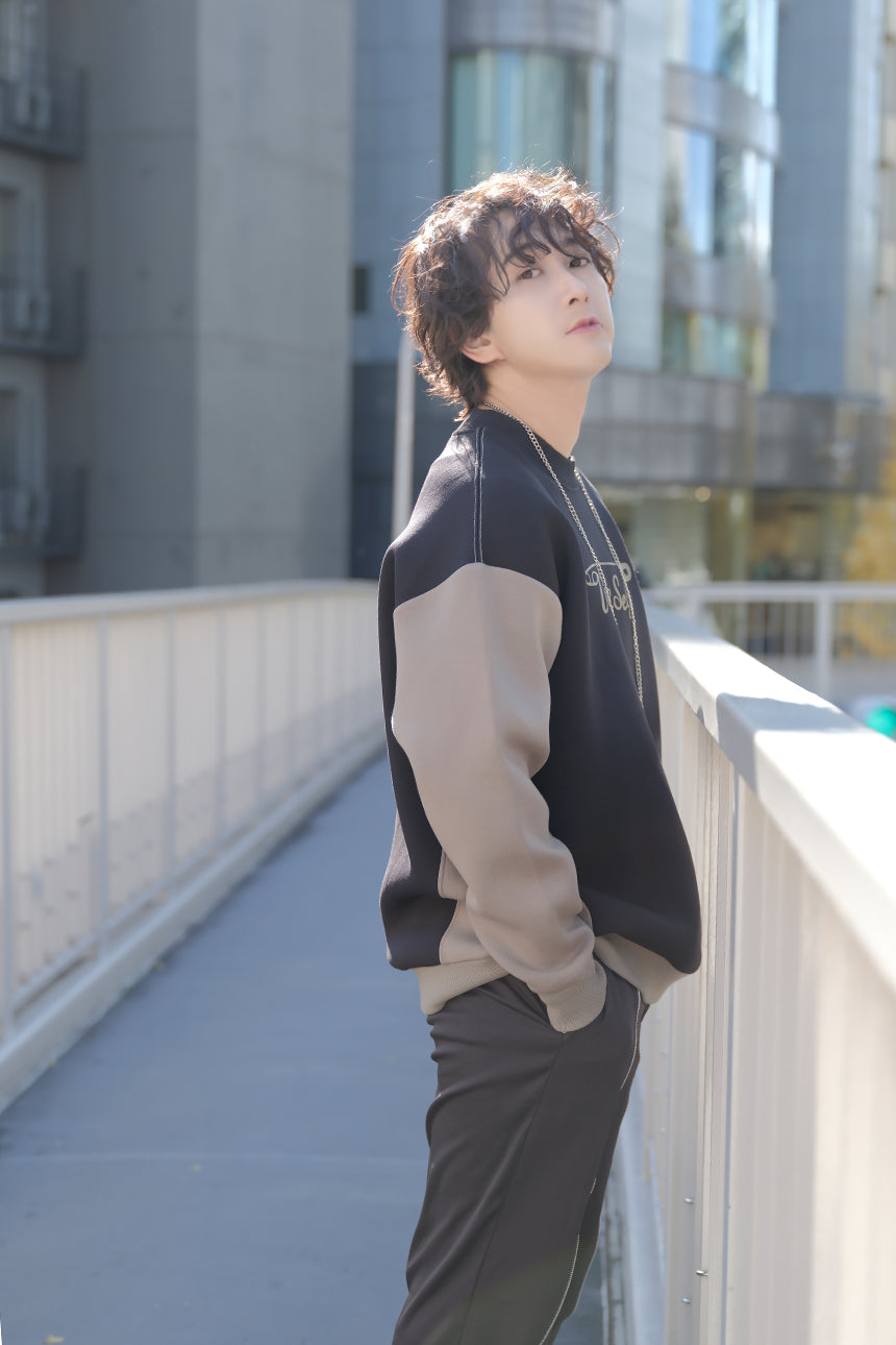 YOSHIKI NAKAJIMA x Bicolor Sweatshirt Pullover【Black】 – TRUE Self
