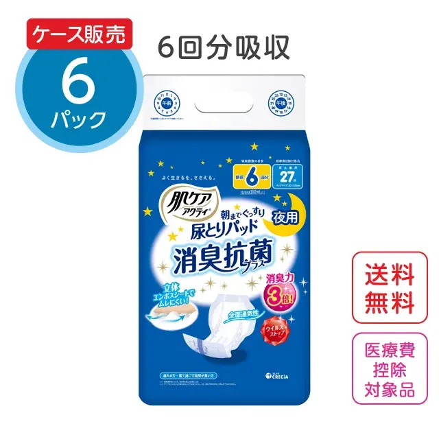 公式】尿漏れパッド【80cc】安心の中量用 26枚×6パック ポイズ 肌