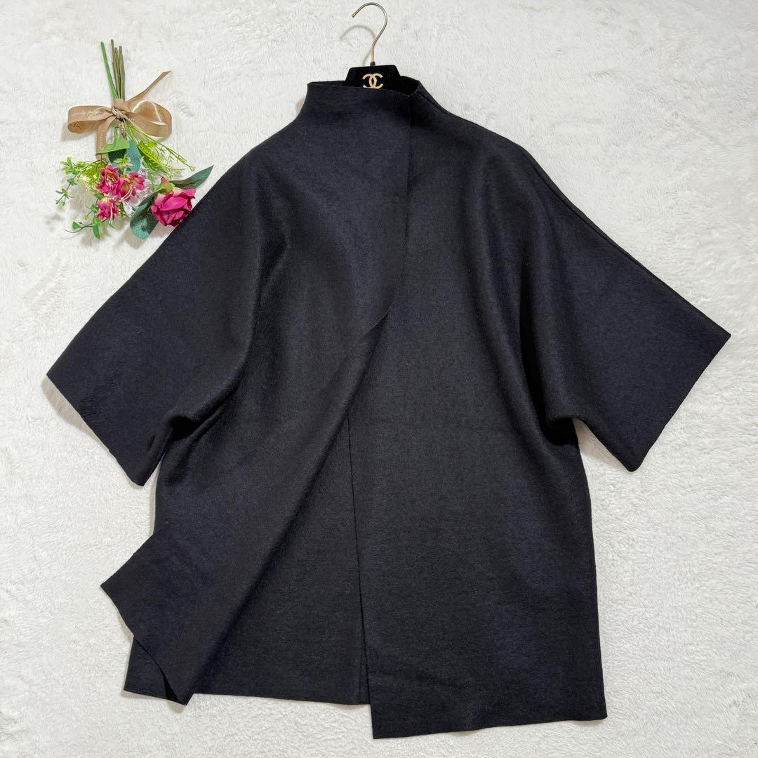 美品　希少　ハリスワーフロンドン　キモノマントル　コート　ポンチョ　グレー 10003604.jpg