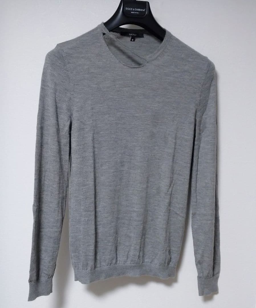 【値下げ】最高級 グッチ カシミヤ100% デザインニット グレー M GUCCI - 最高級 グッチ カシミヤ100% デザインニット グレー Mの通販