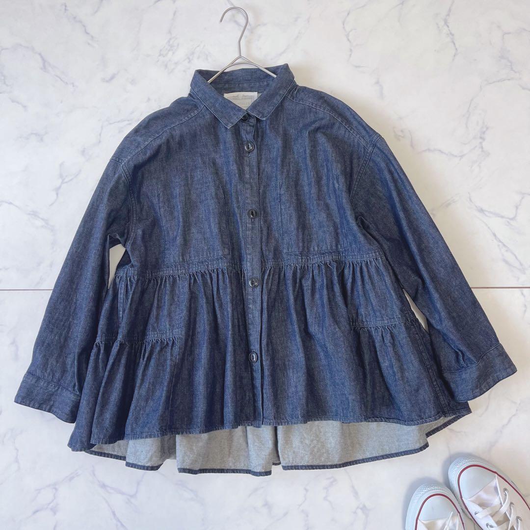 【美品】BEARDSLEYデニム フリル ティアード ブラウス インディゴ 美品】BEARDSLEYデニム フリル ティアード ブラウス インディゴ - メルカリ