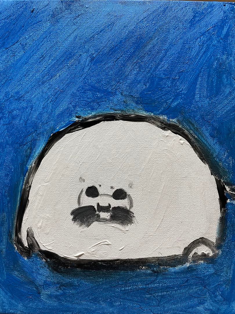 不安になってくるアザラシ　絵画 原画 肉筆 百貨店出展 ゴマちゃん ゴマアザラシ アザラシ 絵画 絵